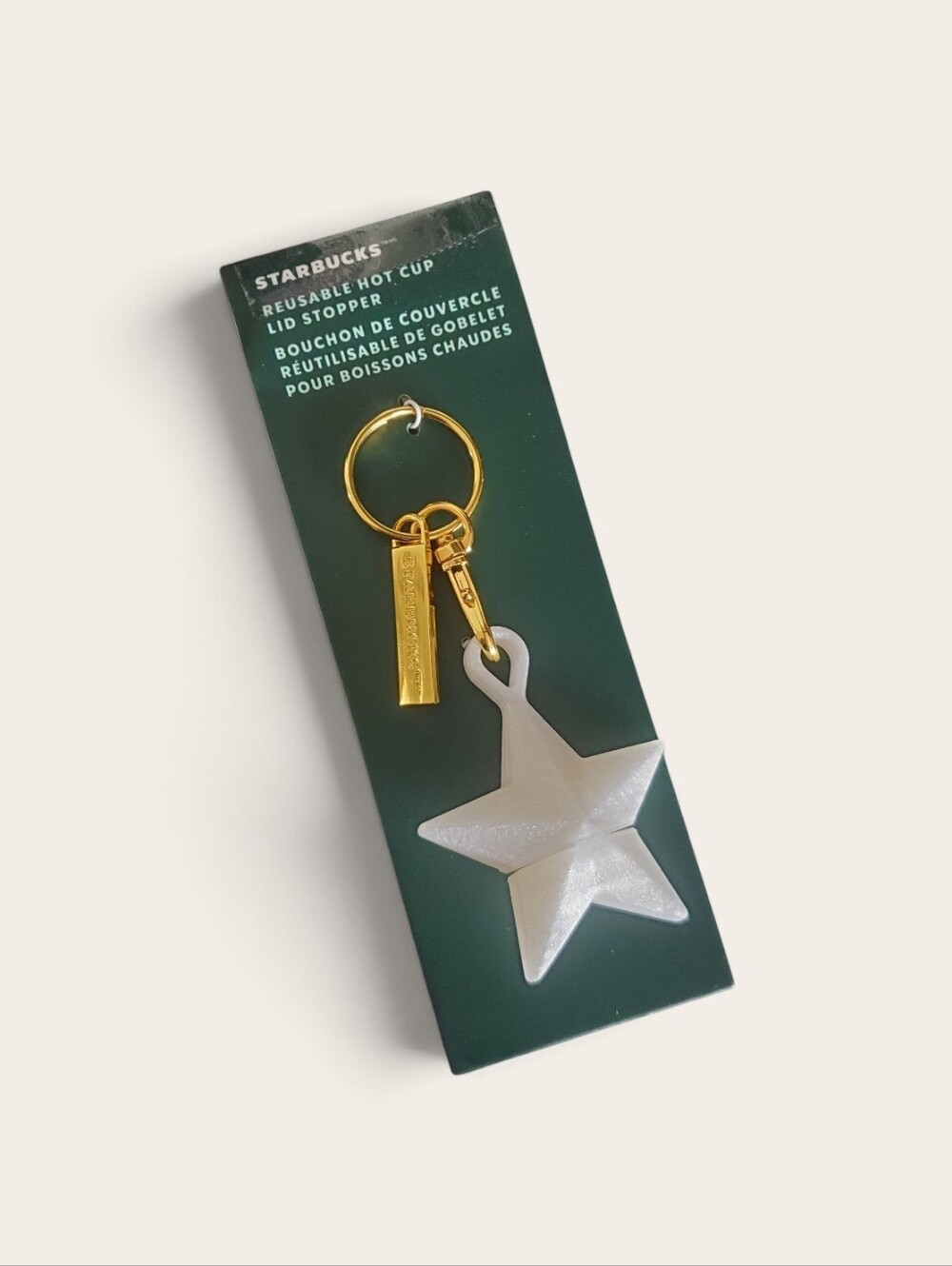 NEW Starbucks White Star Keychain Hot Cup Lid Stopper Holiday 2024 Drop